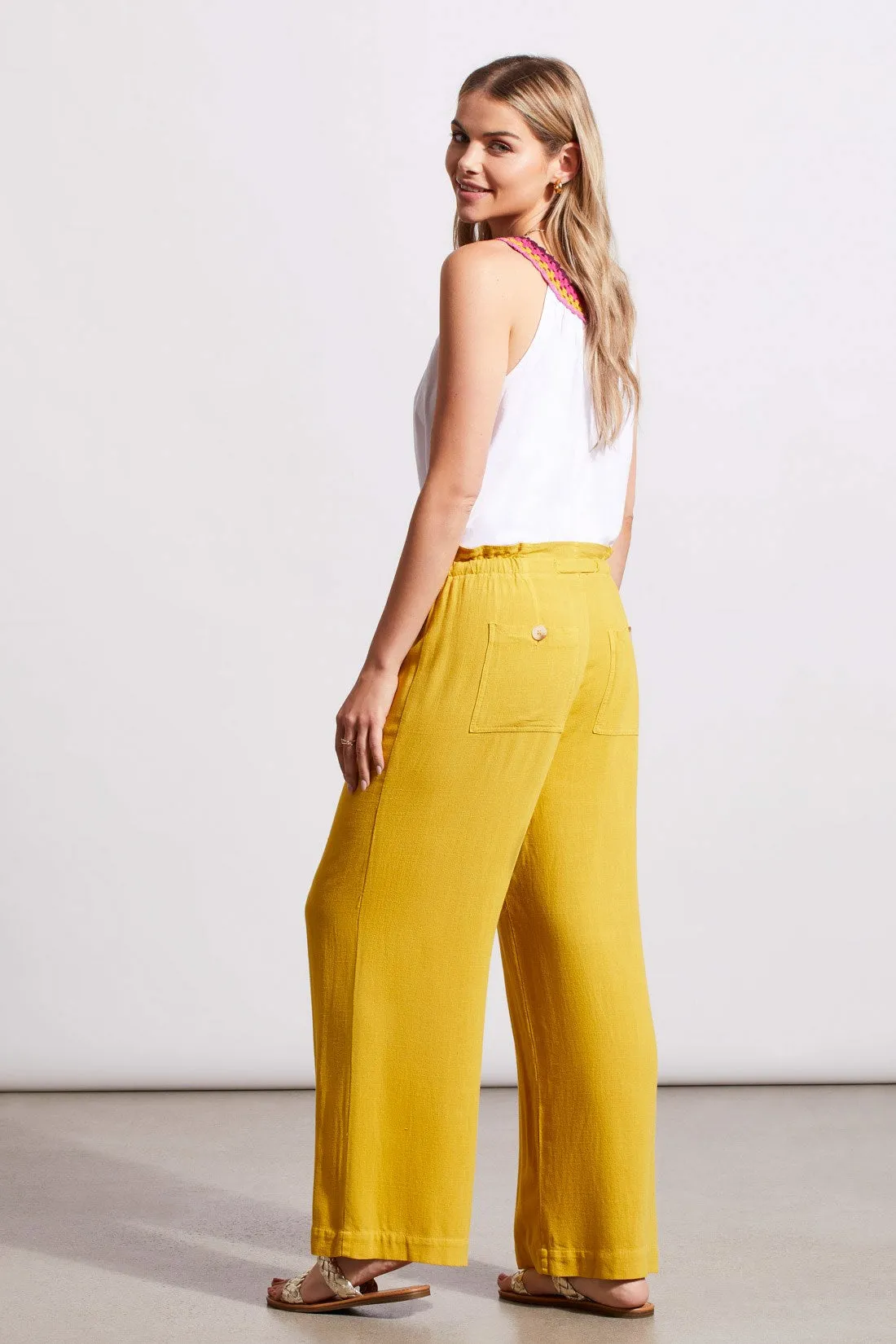 PULL-ON LINEN BLEND PAPERBAG CROP PANTS-Limoncello sold by Tribal product image thumbnail 4