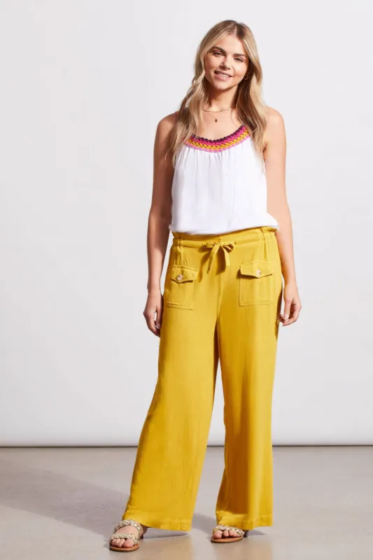 PULL-ON LINEN BLEND PAPERBAG CROP PANTS-Limoncello sold by Tribal