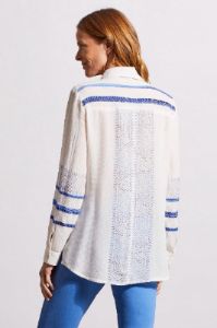 PRINTED COTTON BUTTON-UP BLOUSE WITH EMBROIDERY-Frenchoak sold by Tribal