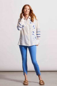 PRINTED COTTON BUTTON-UP BLOUSE WITH EMBROIDERY-Frenchoak sold by Tribal