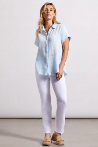 COTTON GAUZE BUTTON-UP SHIRT WITH SHORT SLEEVES-Bluecloud sold by Tribal