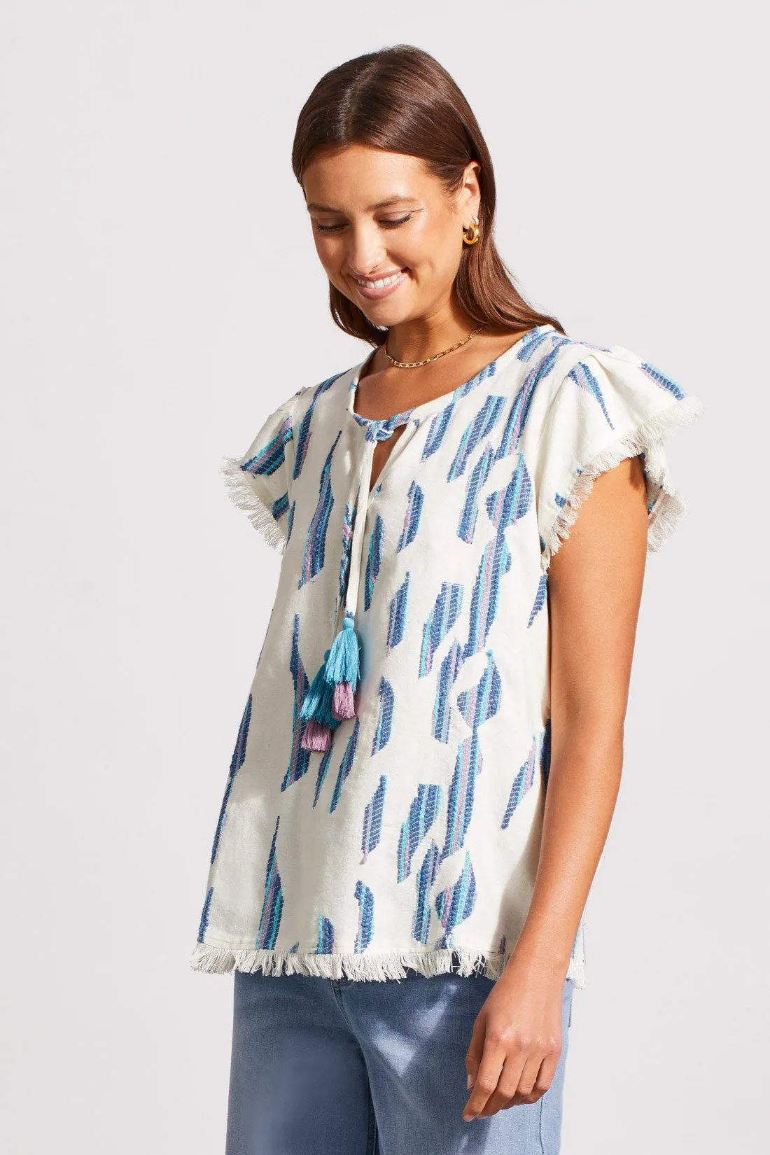 TEXTURED COTTON BLOUSE-Capri sold by Tribal