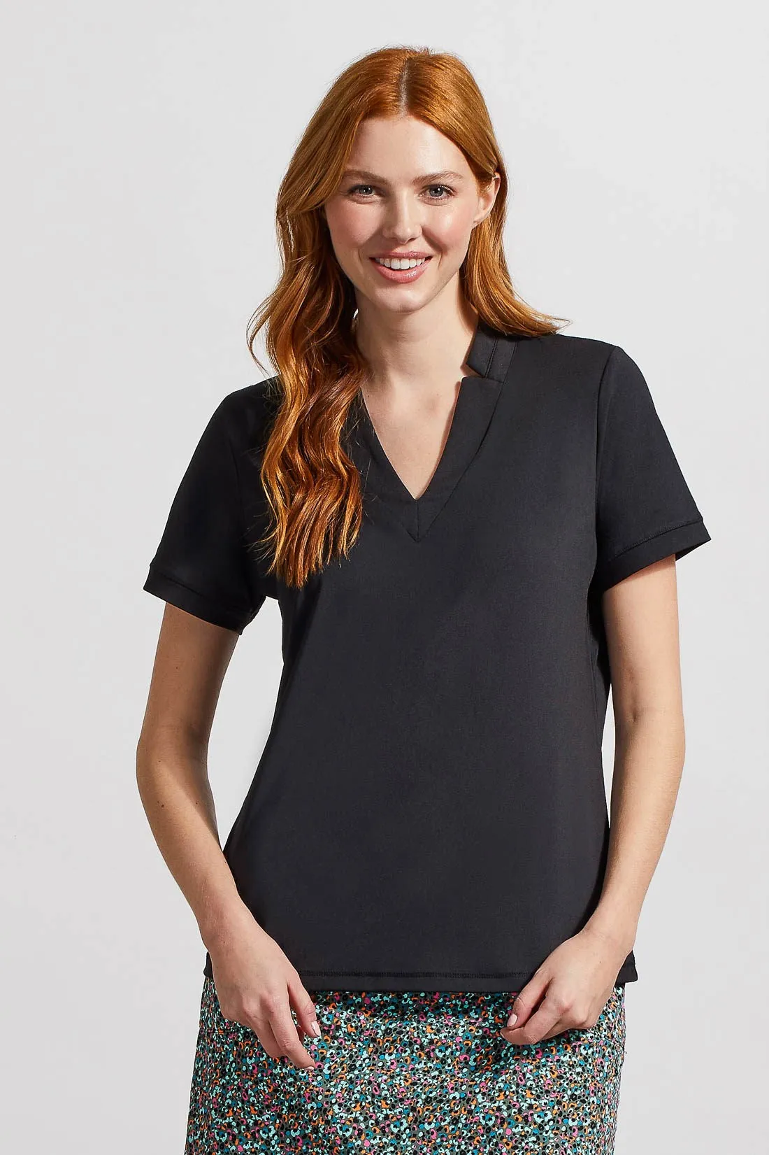 PERFORMANCE UPF 50+ V-NECK TOP-Black sold by Tribal