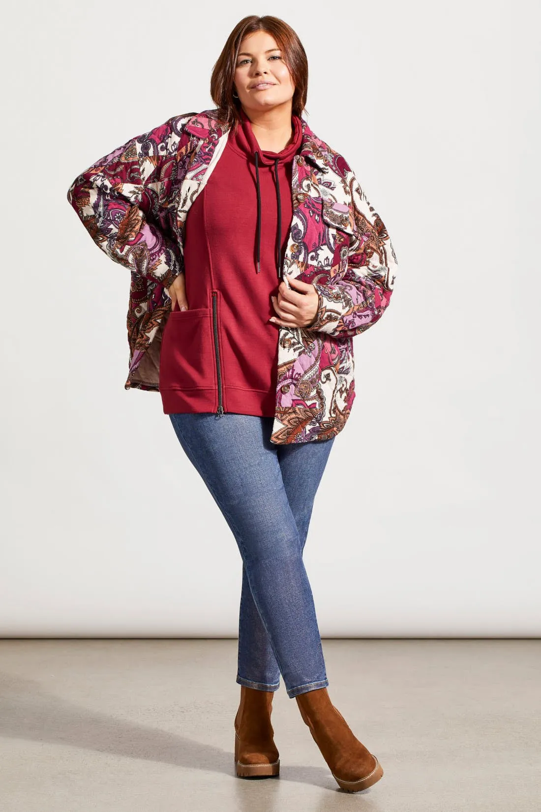 Funnel Neck Top With Pockets-Bordeaux sold by Tribal product image thumbnail 4