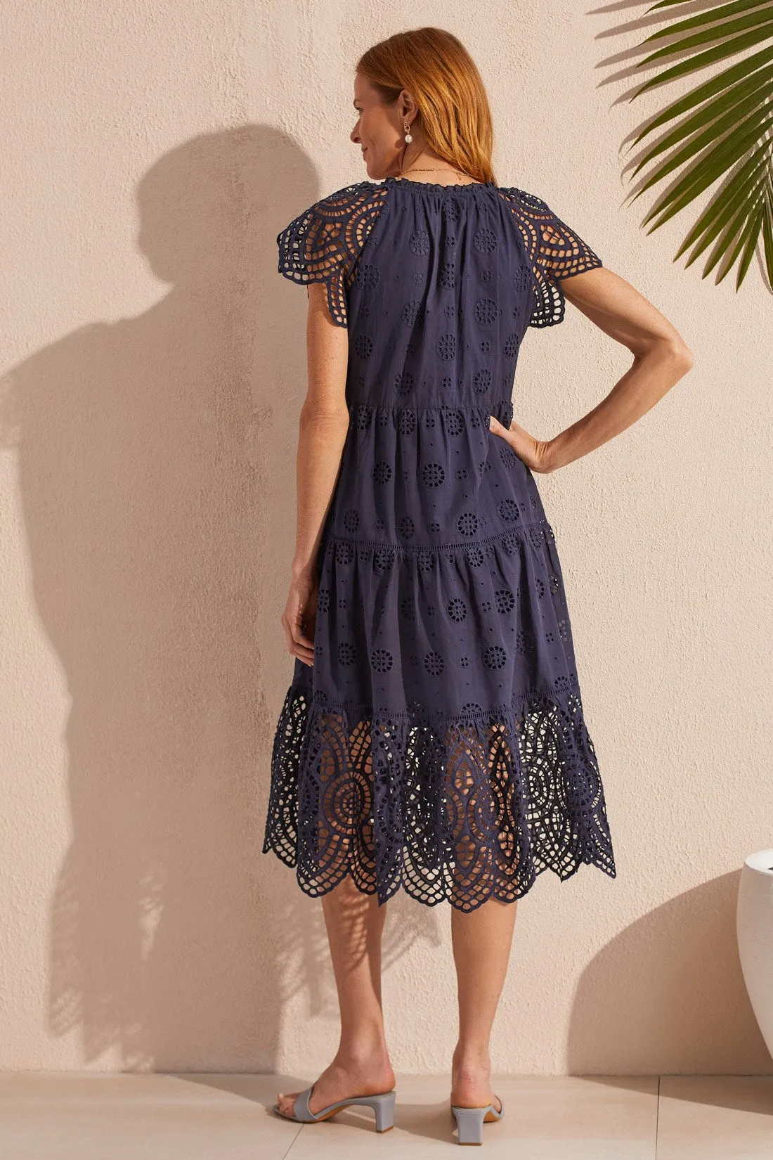 COTTON EYELET TIERED DRESS -Nautical sold by Tribal product image thumbnail 4