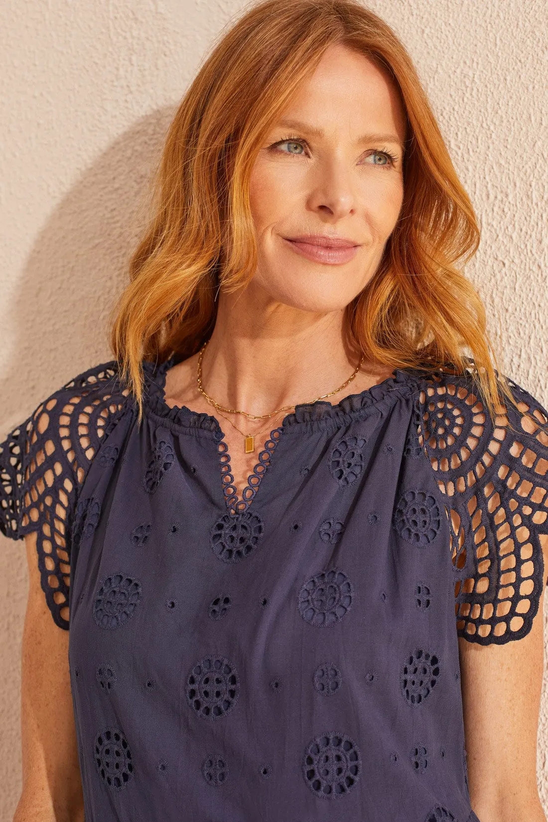 COTTON EYELET TIERED DRESS -Nautical sold by Tribal product image thumbnail 2