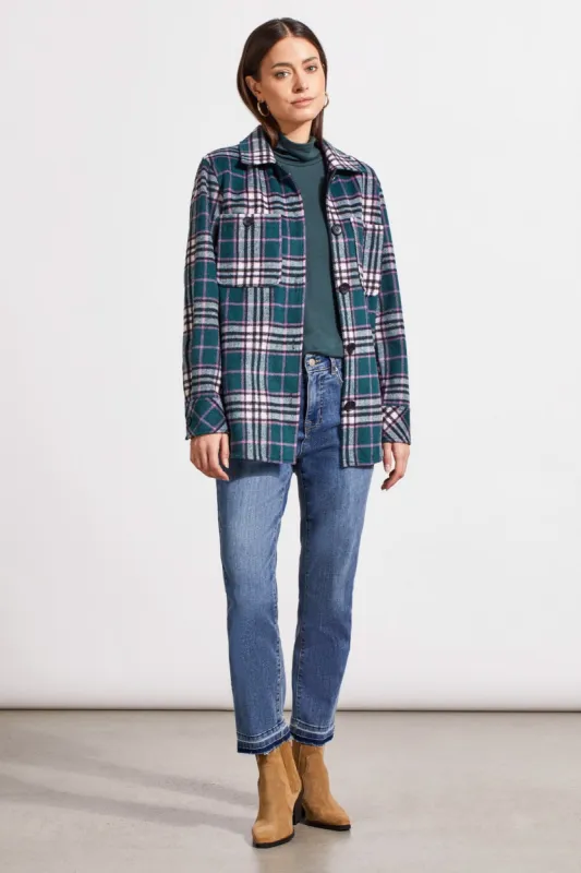 Plaid Shacket With Chest Pocket-Alpine Green sold by Tribal