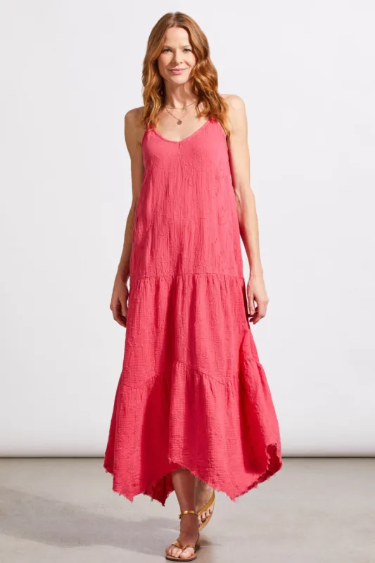 Cotton Handkerchief Maxi Dress With Adjustable Straps-Party Punch sold by Tribal