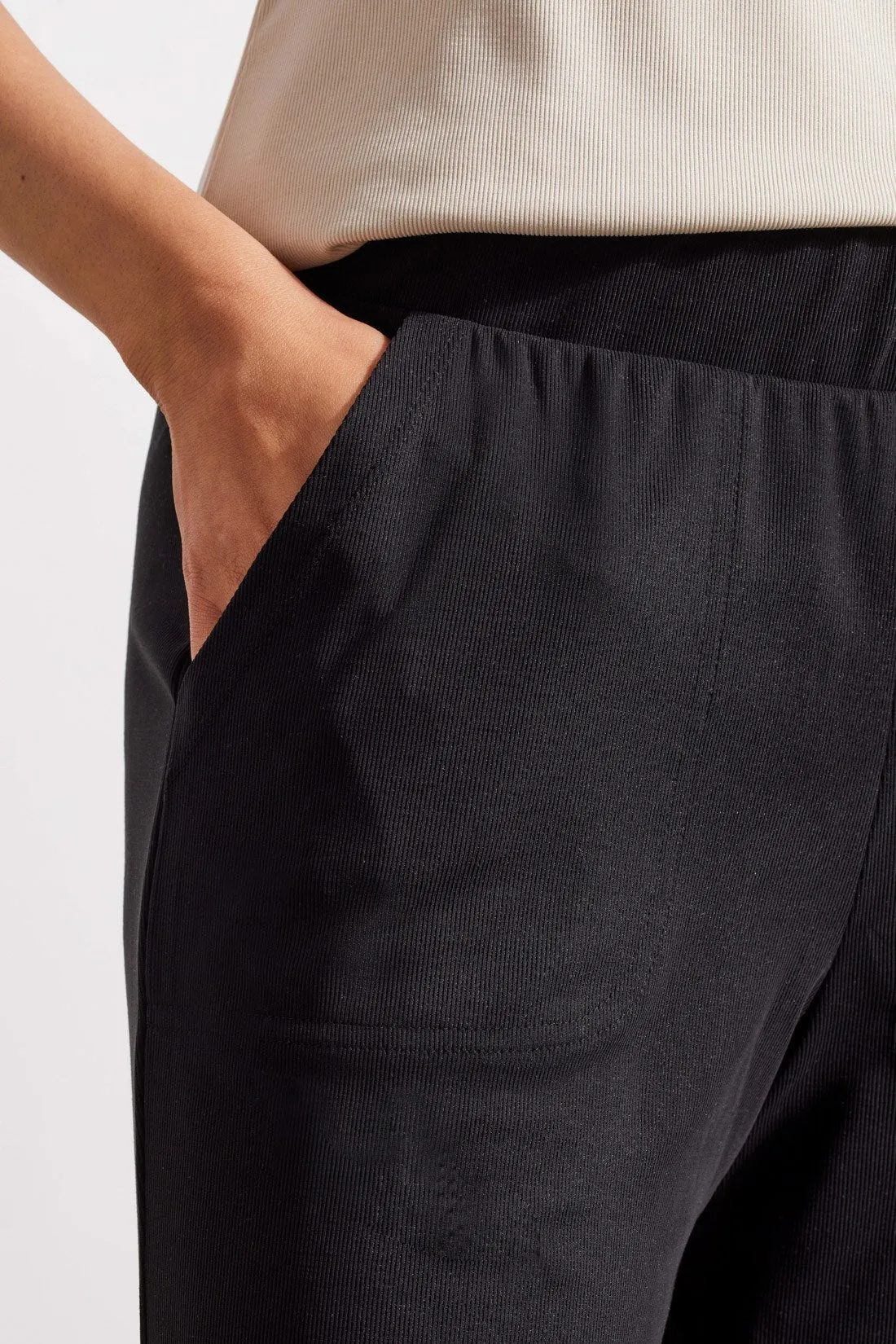 RIBBED MODAL PULL-ON WIDE LEG CAPRI-Black sold by Tribal product image thumbnail 3