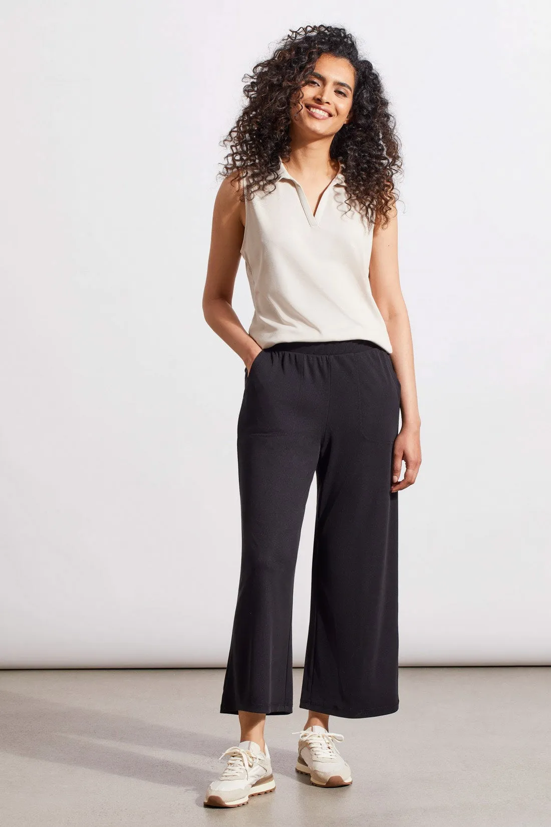 RIBBED MODAL PULL-ON WIDE LEG CAPRI-Black sold by Tribal product image thumbnail 2