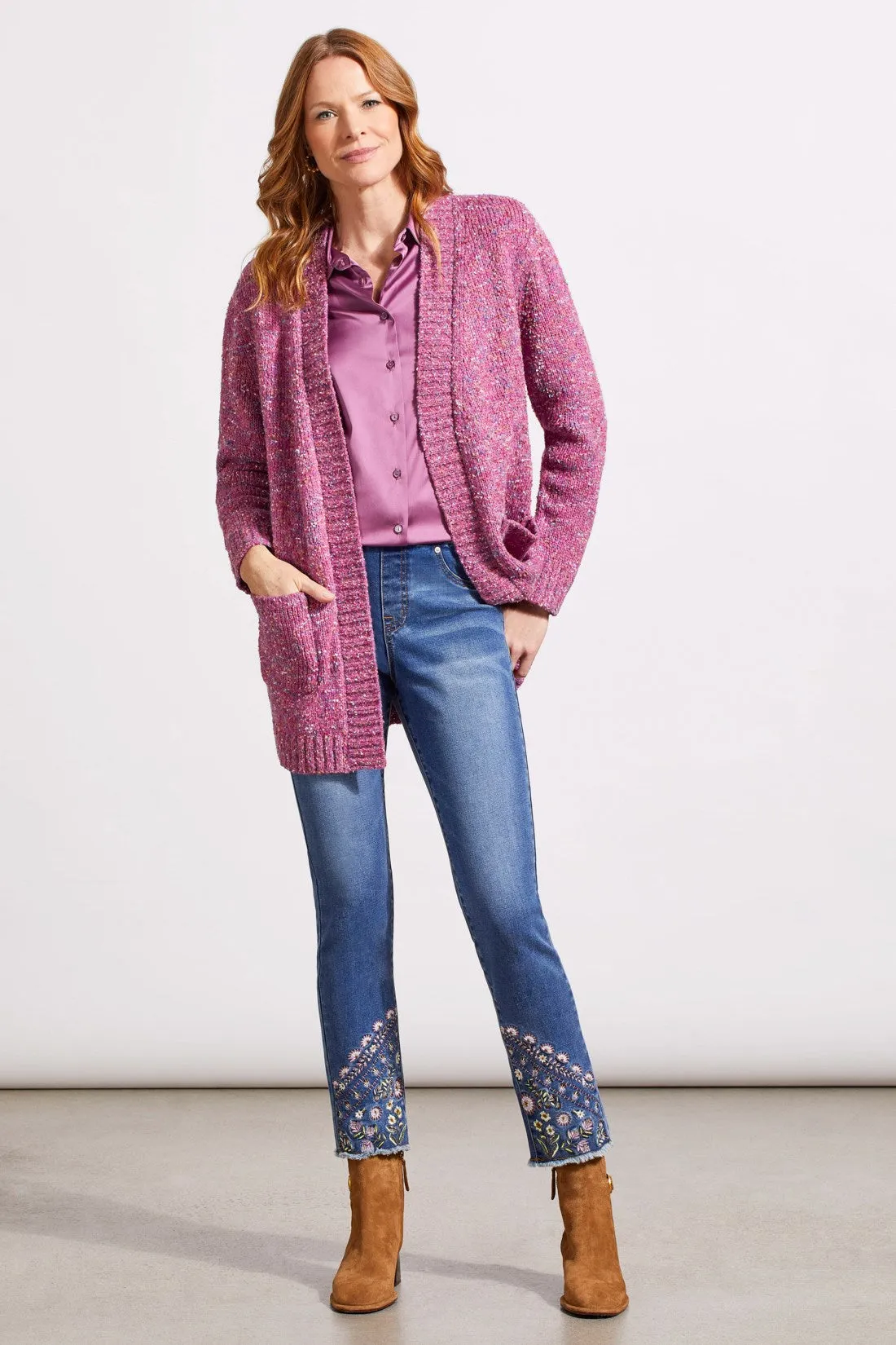 AUDREY PULL-ON SLIM ANKLE JEANS WITH EMBROIDERY-Blue quartz sold by Tribal product image thumbnail 4