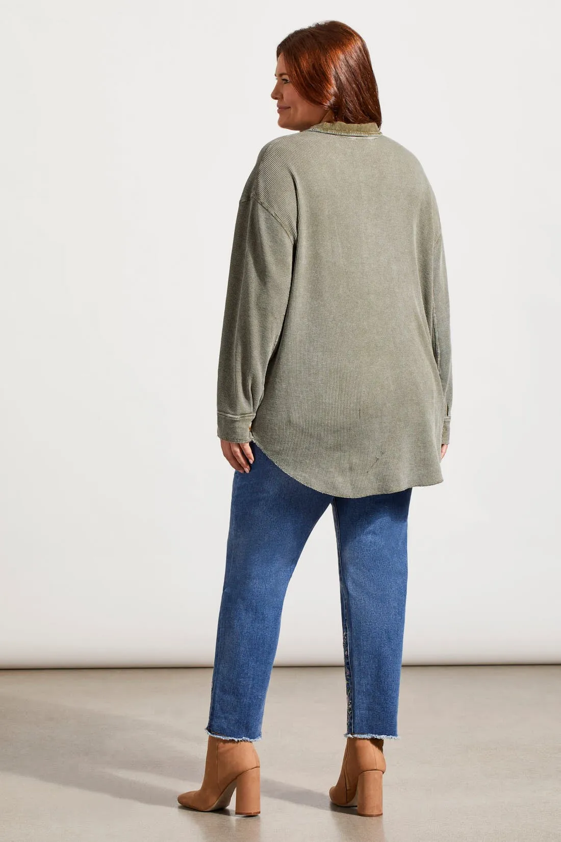 VINTAGE WASH WAFFLE SHACKET-Clover leaf sold by Tribal product image thumbnail 5