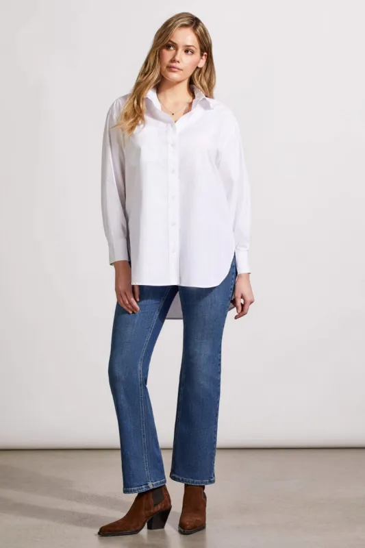 Loose Fit Button-Up Shirt-White sold by Tribal