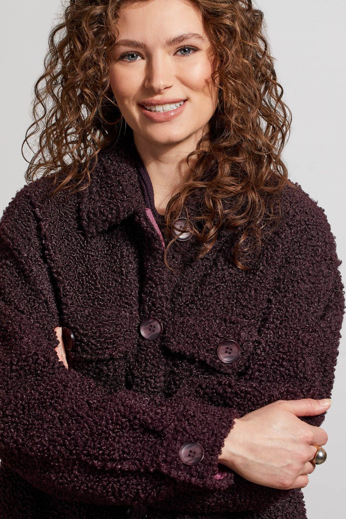 BONDED SHEARLING JACKET WITH POCKETS-Black orchid sold by Tribal product image thumbnail 3