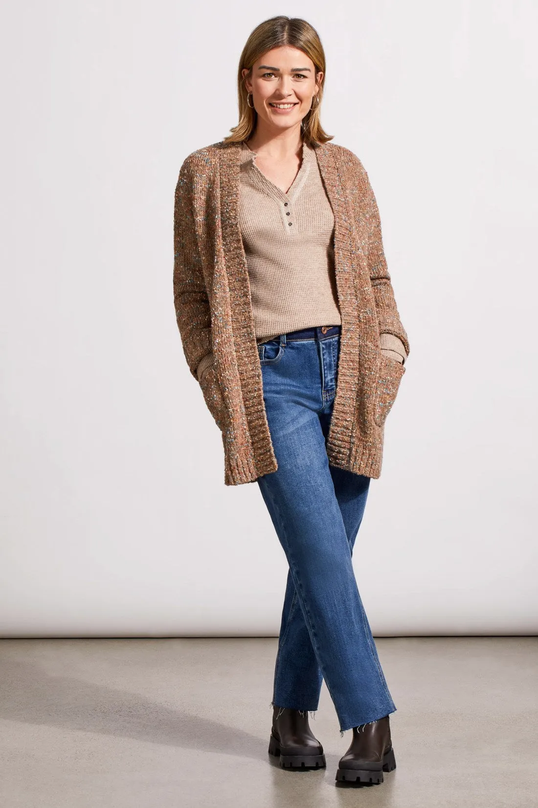 SOFT WASHED WAFFLE HENLEY TOP WITH BUTTONS-Oatmeal sold by Tribal product image thumbnail 4