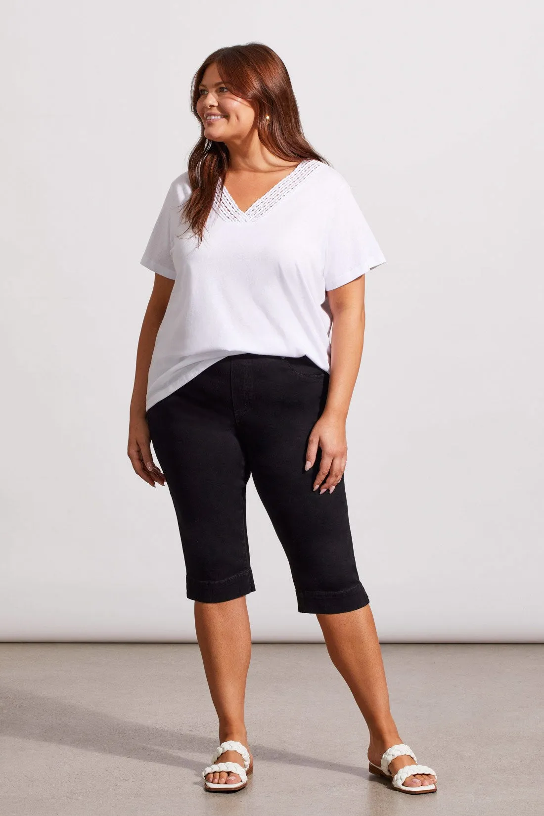 AUDREY PULL-ON CAPRI WITH SIDE SLITS-Black sold by Tribal product image thumbnail 2