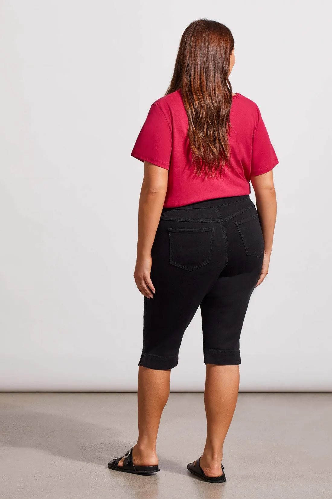 AUDREY PULL-ON CAPRI WITH SIDE SLITS-Black sold by Tribal product image thumbnail 4