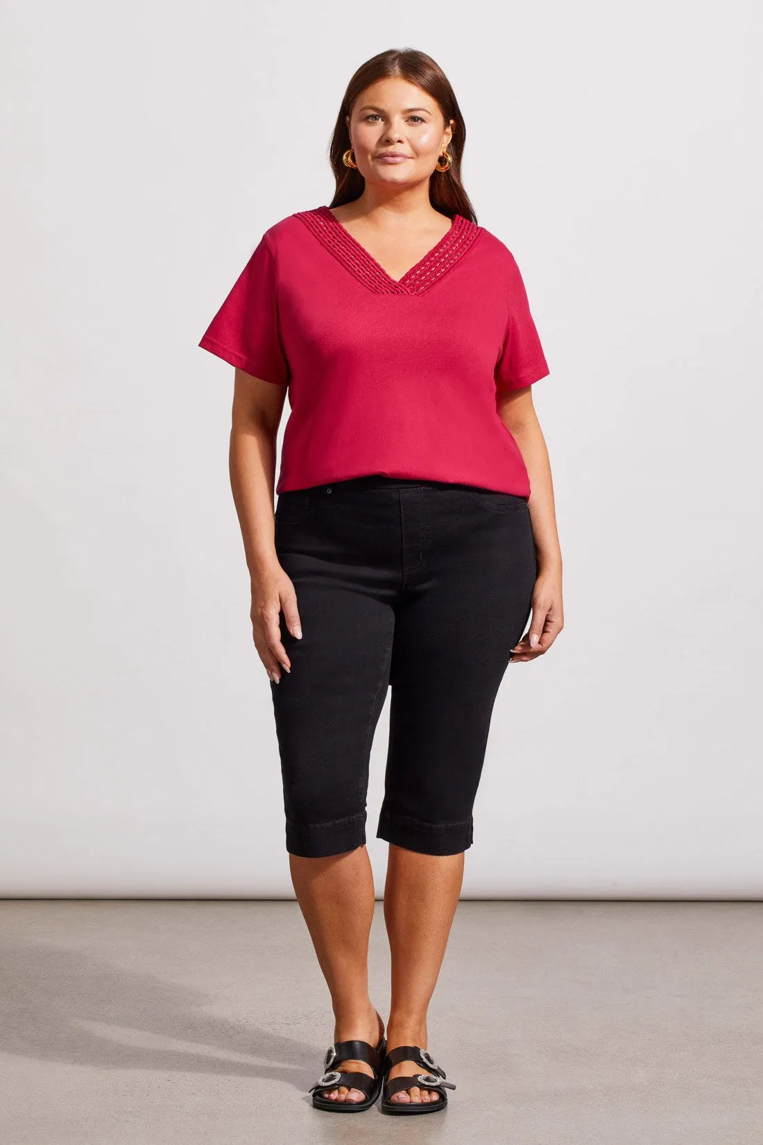 AUDREY PULL-ON CAPRI WITH SIDE SLITS-Black sold by Tribal