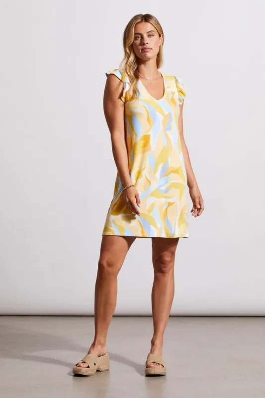 FLOWY PRINTED FLUTTER-SLEEVE DRESS-Orangesun sold by Tribal