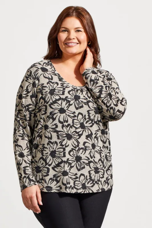 Melange Knit Top With Shirring Details-Frostgrey sold by Tribal