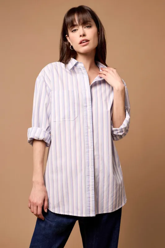 Loose Poplin Shirt-Periblue sold by Tribal