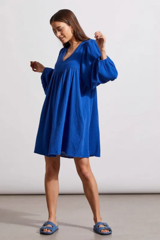 COTTON GAUZE PUFFY SLEEVE DRESS-Seasapphire sold by Tribal
