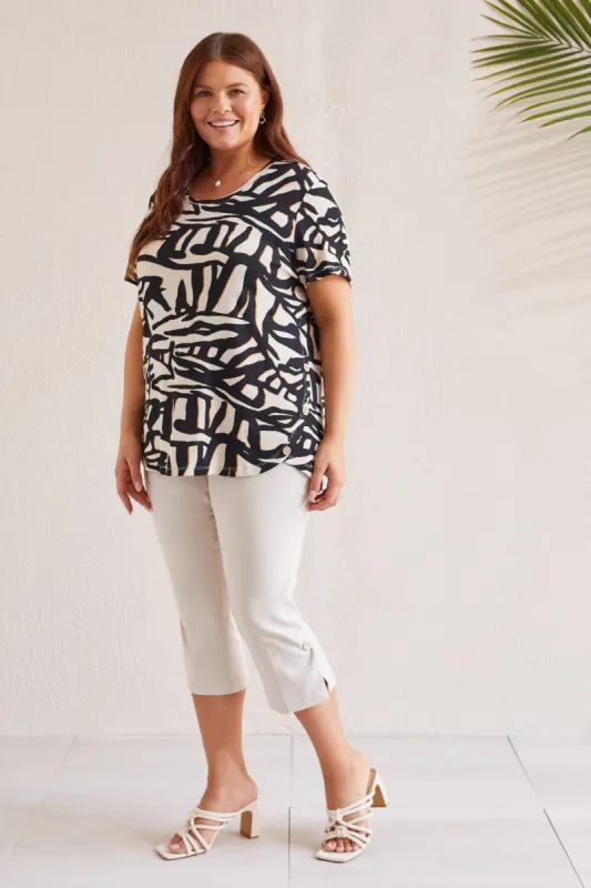 CREW NECK TOP WITH WOOD BUTTONS-Frenchoak sold by Tribal