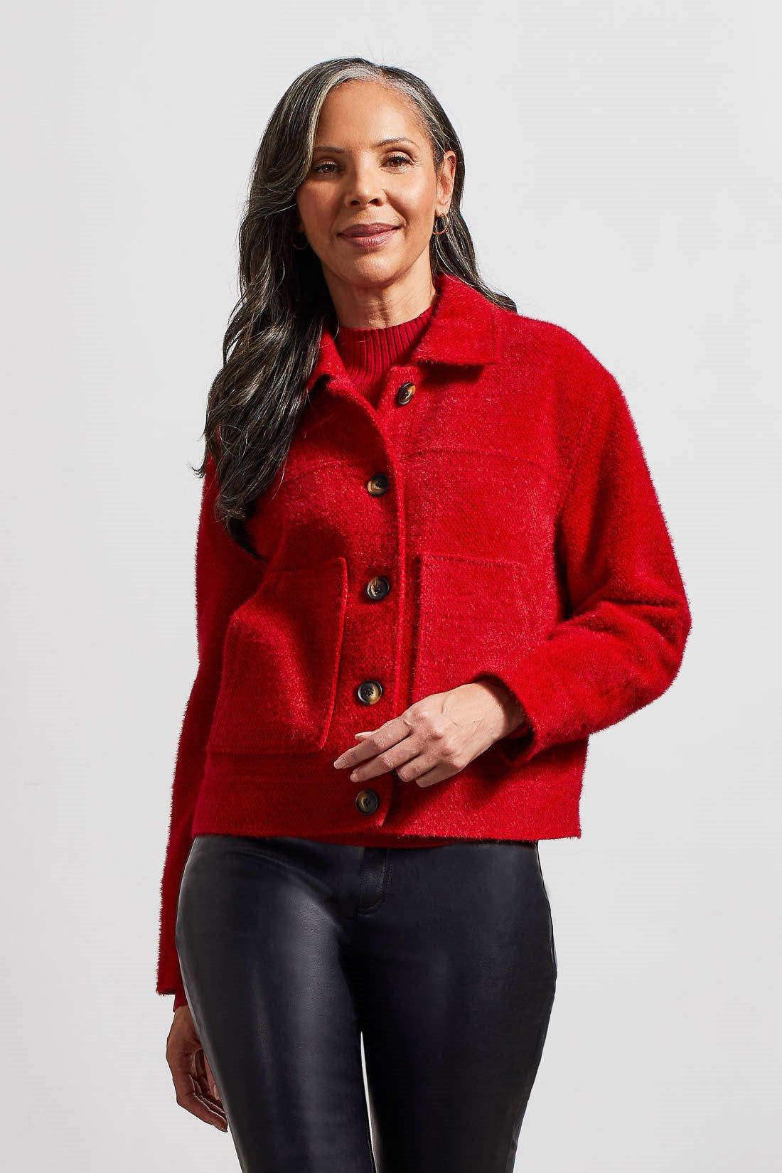 BOUCLE BUTTON-UP JACKET-Earth red sold by Tribal product image thumbnail 2