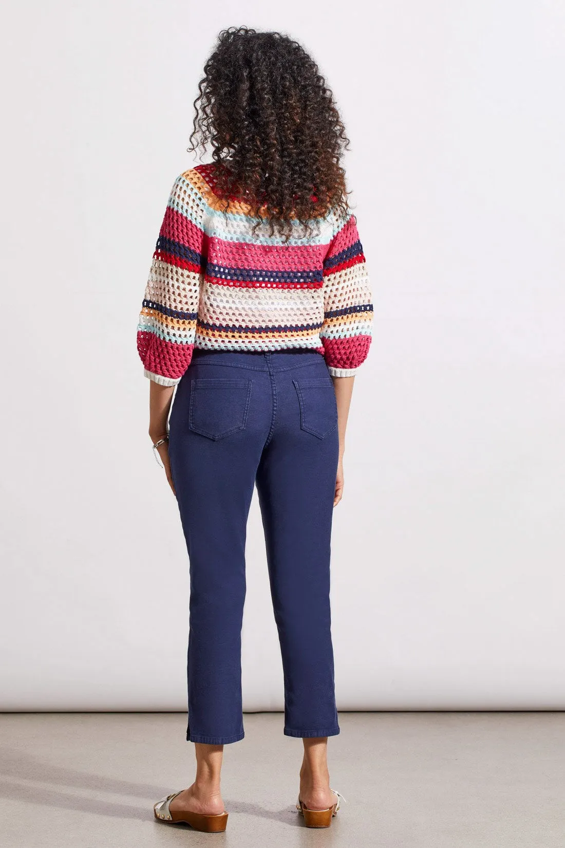 PULL-ON CAPRI WITH HEM SLITS-Jet blue sold by Tribal product image thumbnail 3