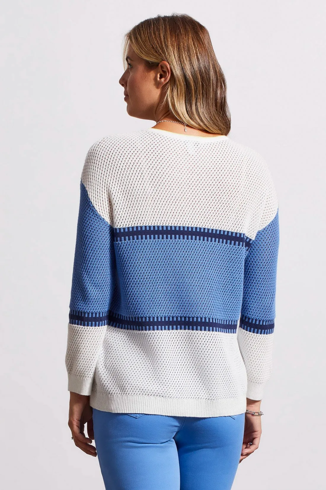 COTTON CREW NECK SWEATER WITH THREE-QUARTER SLEEVES-Bluestar sold by Tribal product image thumbnail 4