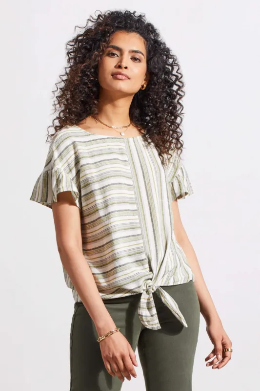 TIE-FRONT BLOUSE WITH FRILLED SLEEVE-Cactus sold by Tribal