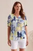 PRINTED NOTCH NECK TOP WITH SHEERING-Wildlime sold by Tribal