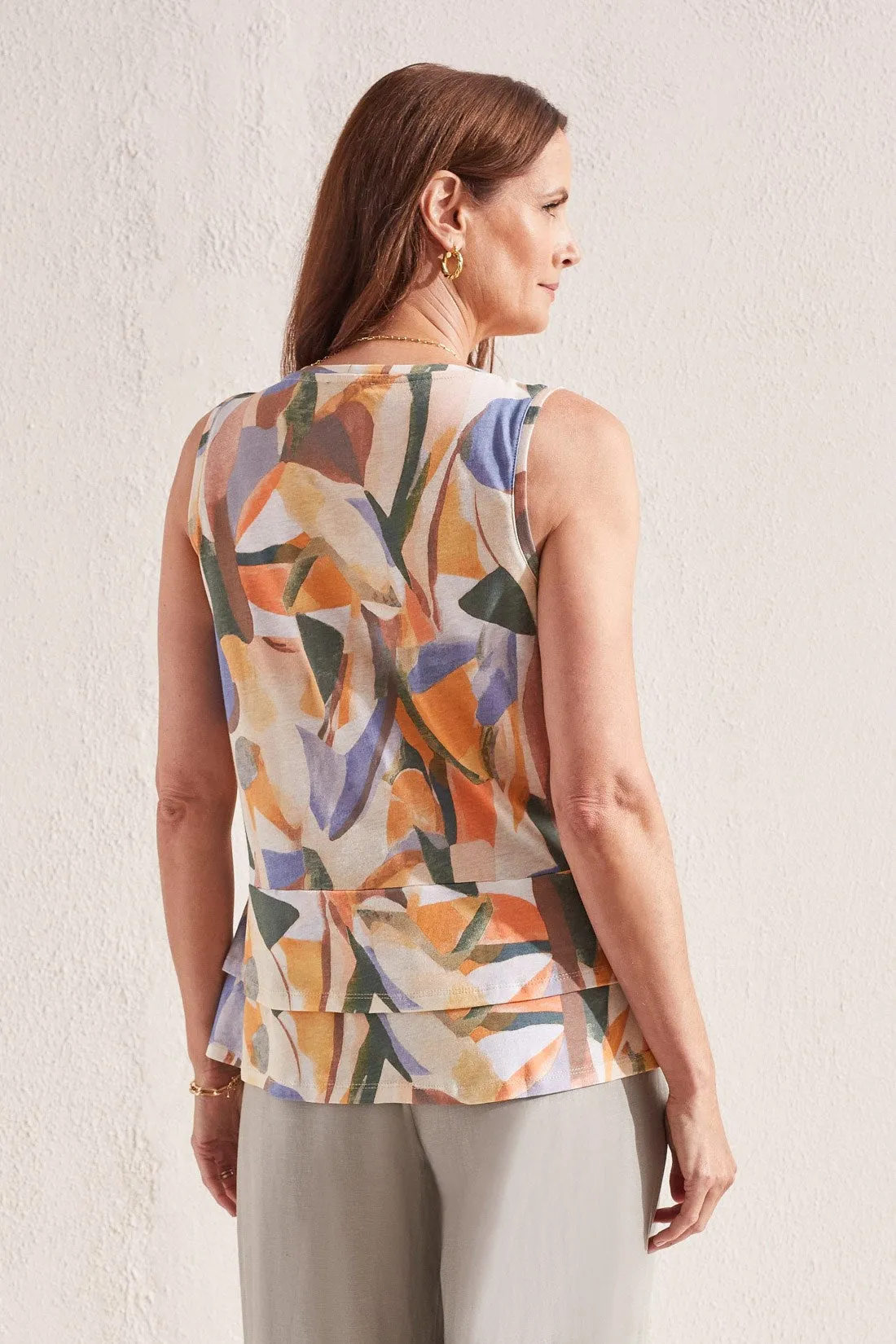 FLOWY DOUBLE-PEPLUM SLEEVELESS TOP-Sunsetgold sold by Tribal product image thumbnail 4