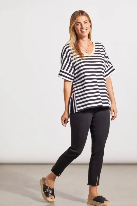 ELBOW SLEEVE TOP WITH SIDE SLITS-Ebony sold by Tribal