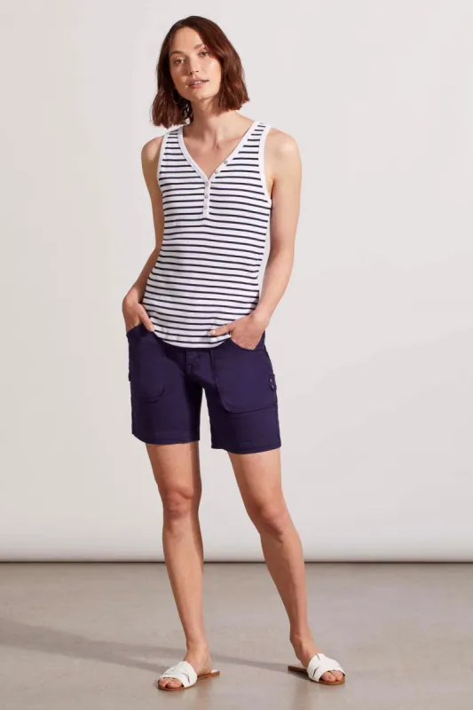 Striped Cotton Henley Tank Top-Nautical Stripe sold by Tribal