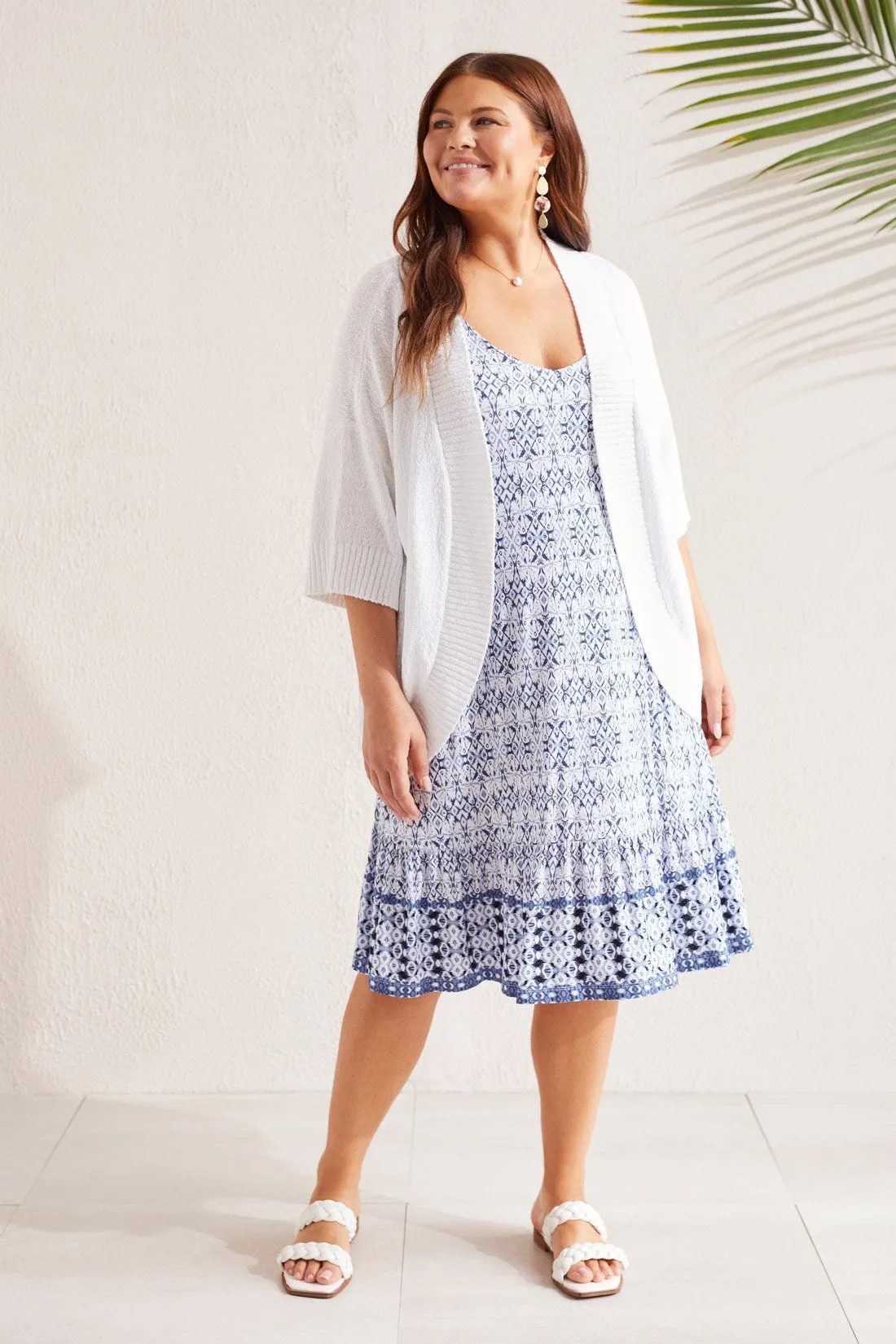 COCOON SWEATER CARDIGAN-White sold by Tribal