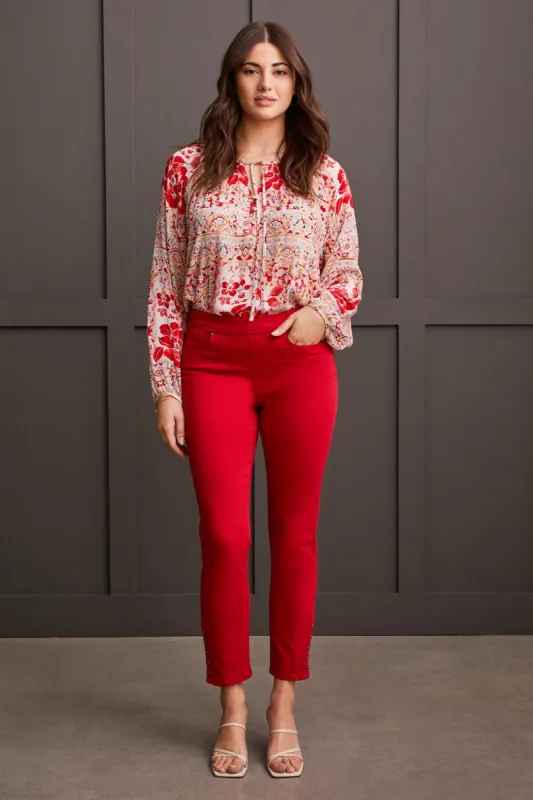 Comfort Stretch Pull-On Ankle Pant-Scarlet sold by Tribal