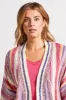 FRINGED HEM CARDIGAN WITH THREE-QUARTER SLEEVES-Creamsicle multi sold by Tribal