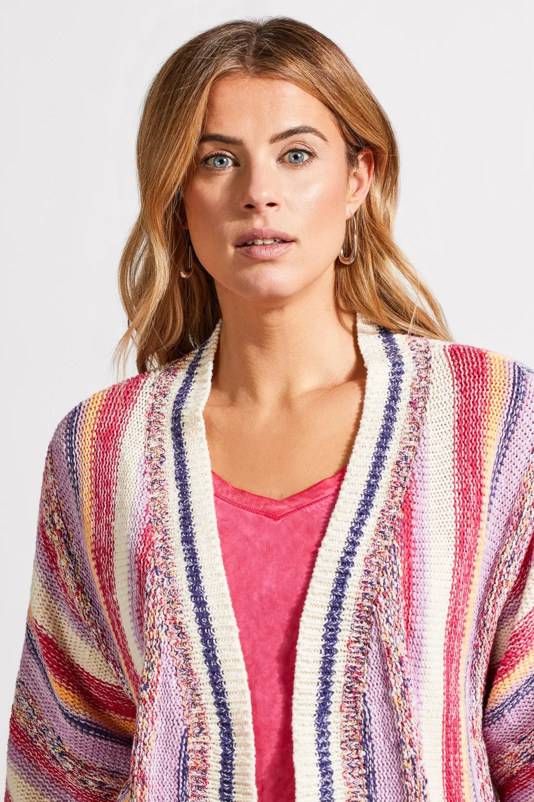 FRINGED HEM CARDIGAN WITH THREE-QUARTER SLEEVES-Creamsicle multi sold by Tribal product image thumbnail 2