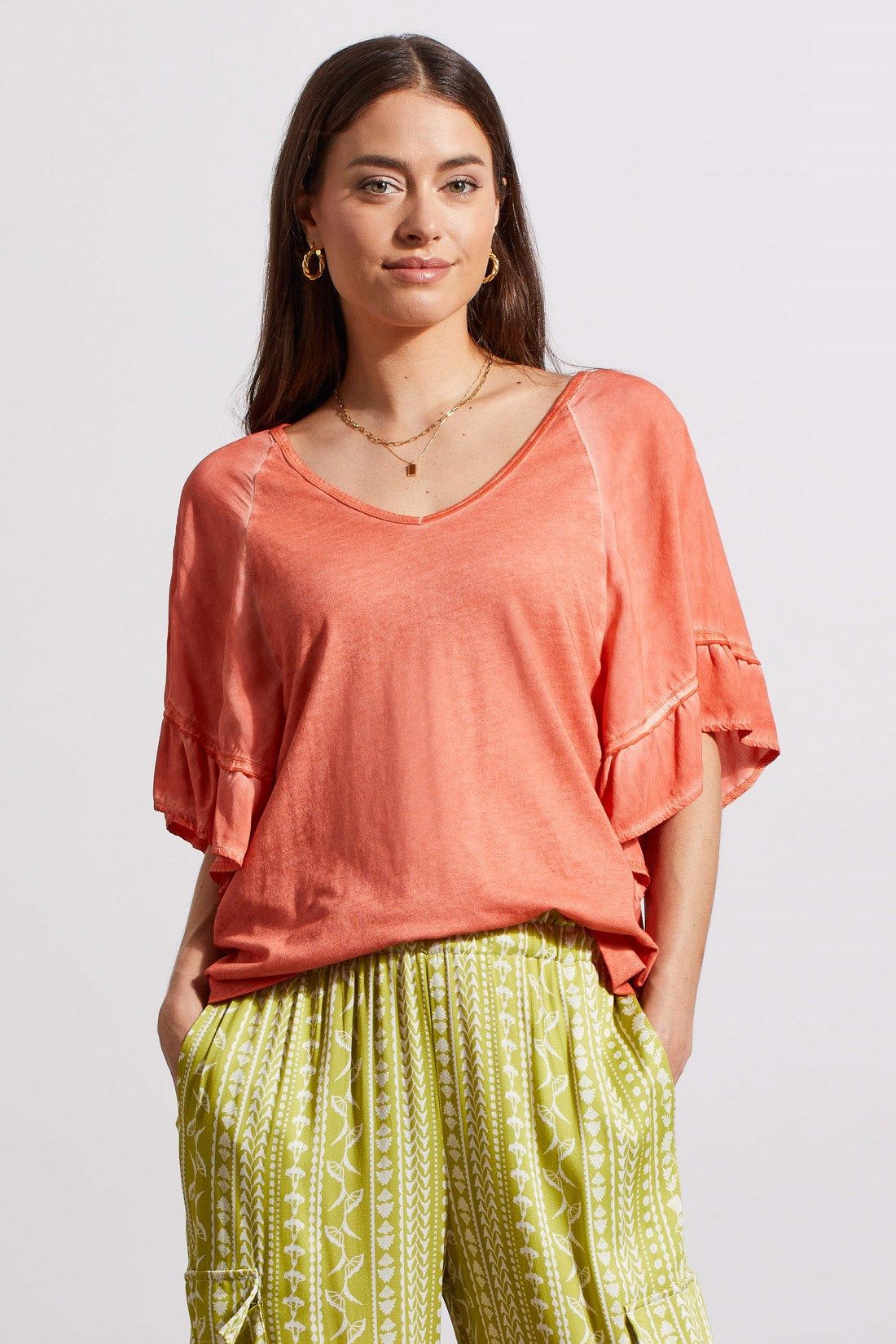 BORDER PRINT PULL-ON CARGO PANT WITH DRAWSTRING HEM-Pear sold by Tribal product image thumbnail 2