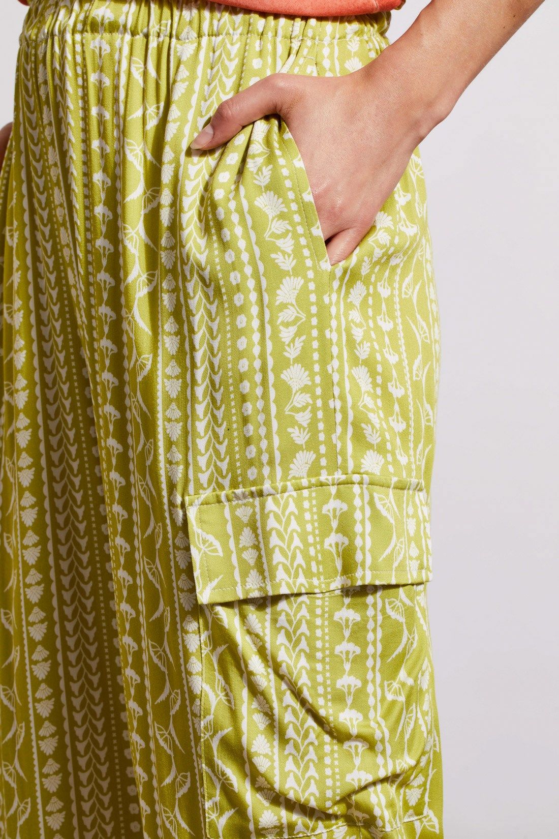 BORDER PRINT PULL-ON CARGO PANT WITH DRAWSTRING HEM-Pear sold by Tribal product image thumbnail 3