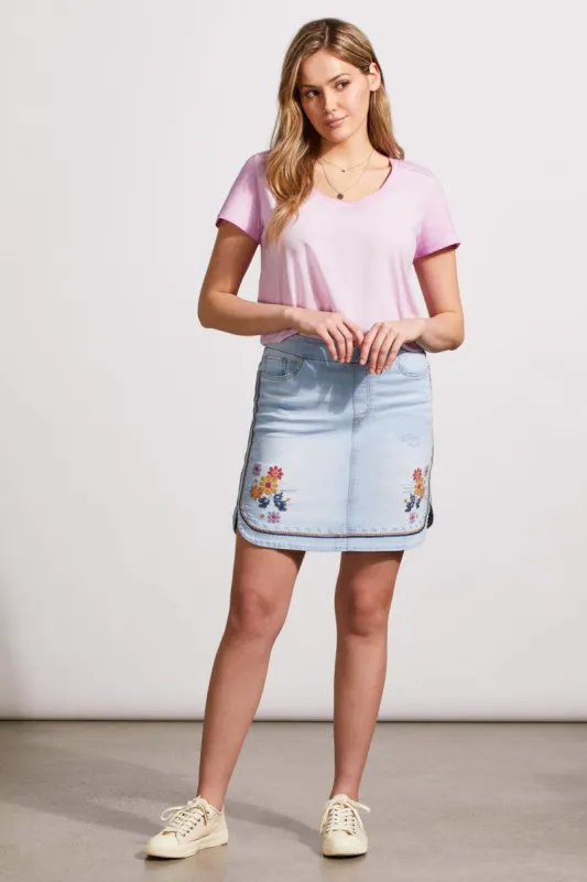 Embroidered Pull-On Skort With Integrated Comfort Shorts And Curved Hem -Frozenberry sold by Tribal