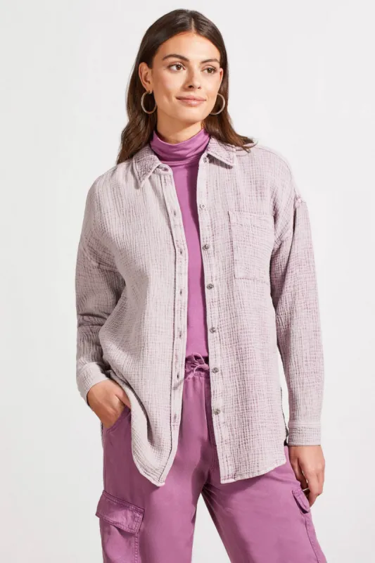 Waffle Button-Up Shirt-Grape sold by Tribal