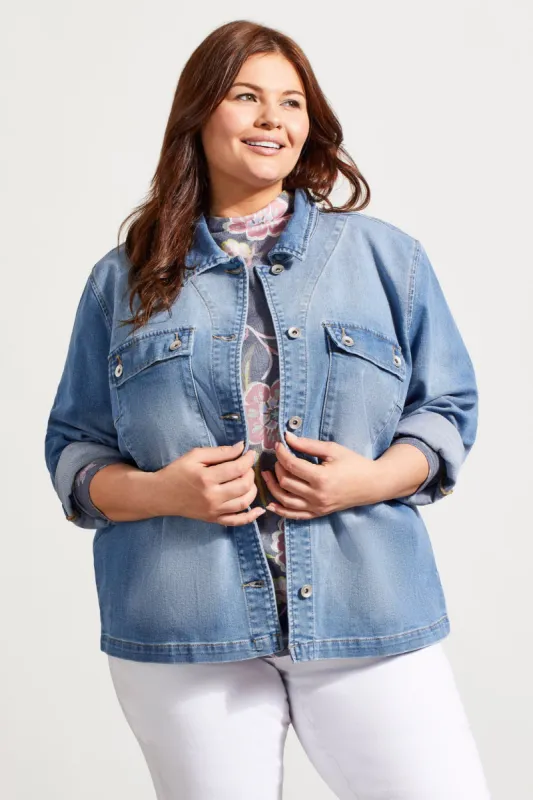 Stretch Denim Shirt Jacket -Blue Delight sold by Tribal