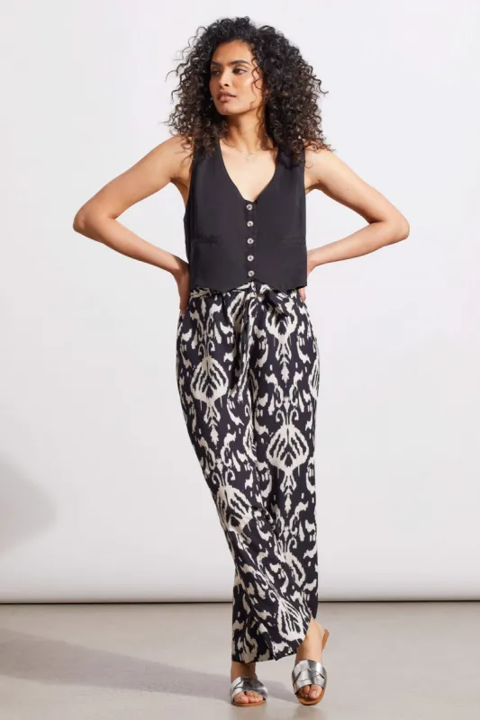 PRINTED PULL-ON BELTED PANTS-Frenchoak sold by Tribal