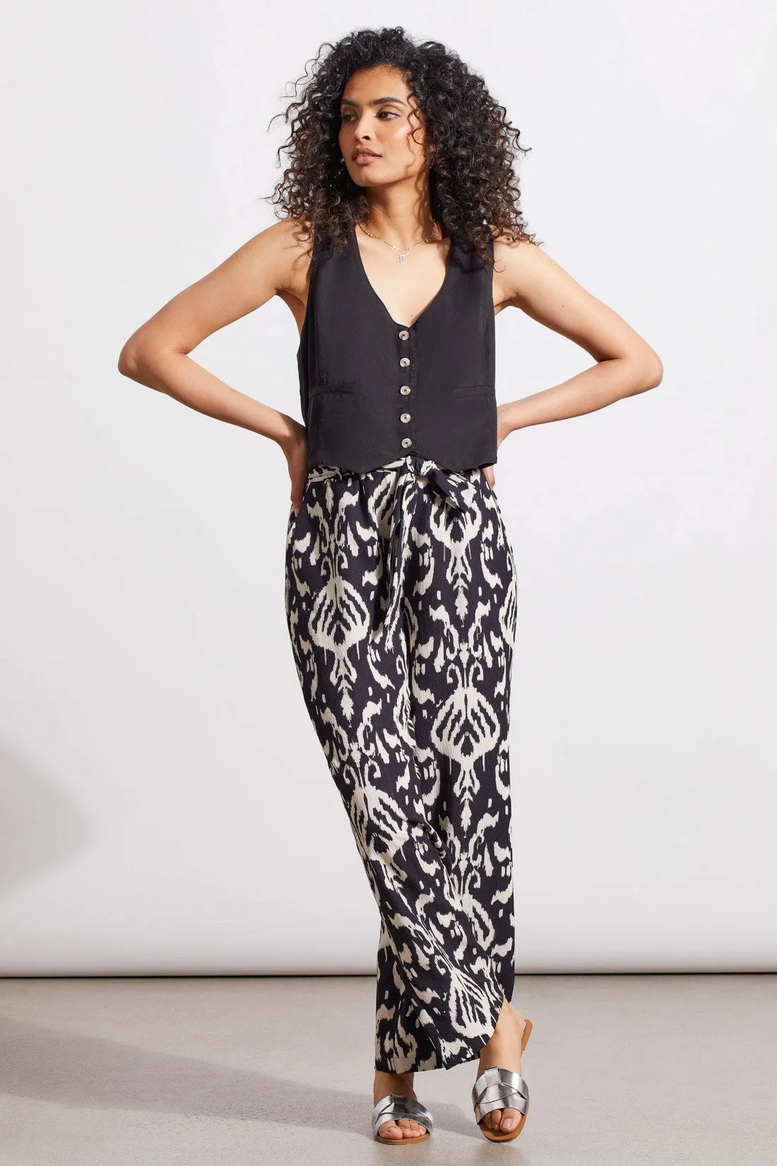 PRINTED PULL-ON BELTED PANTS-Frenchoak sold by Tribal