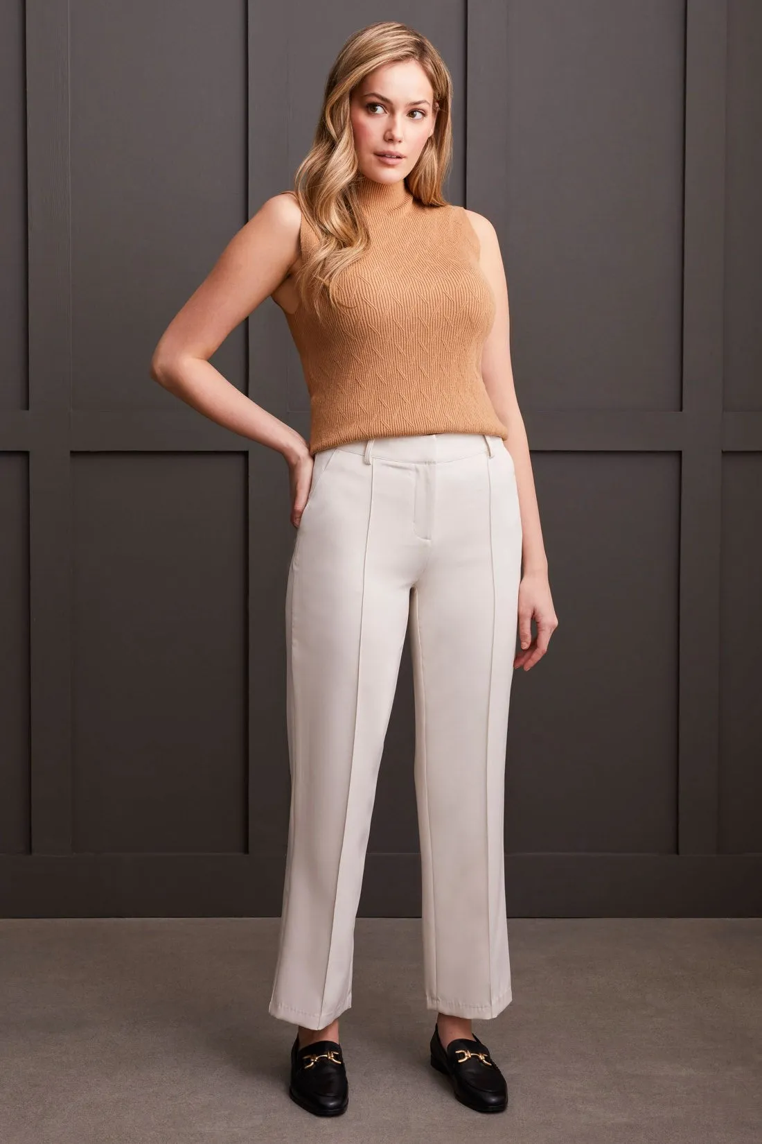 Fly Front Trousers With Pin Tucks-Moonstone sold by Tribal