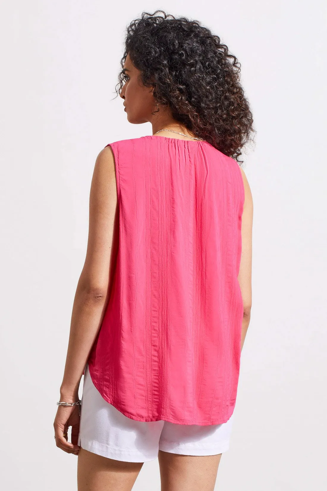 NOTCH NECK BLOUSE WITH SELF-TIE FRONT-Raspberry sold by Tribal product image thumbnail 4