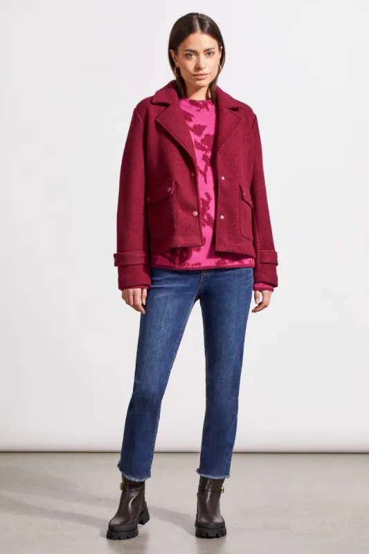 Boiled Wool Peacoat With Side Patch Pockets-Port Wine sold by Tribal