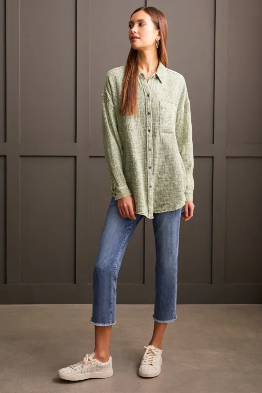 WAFFLE BUTTON-UP SHIRT-Clover leaf sold by Tribal